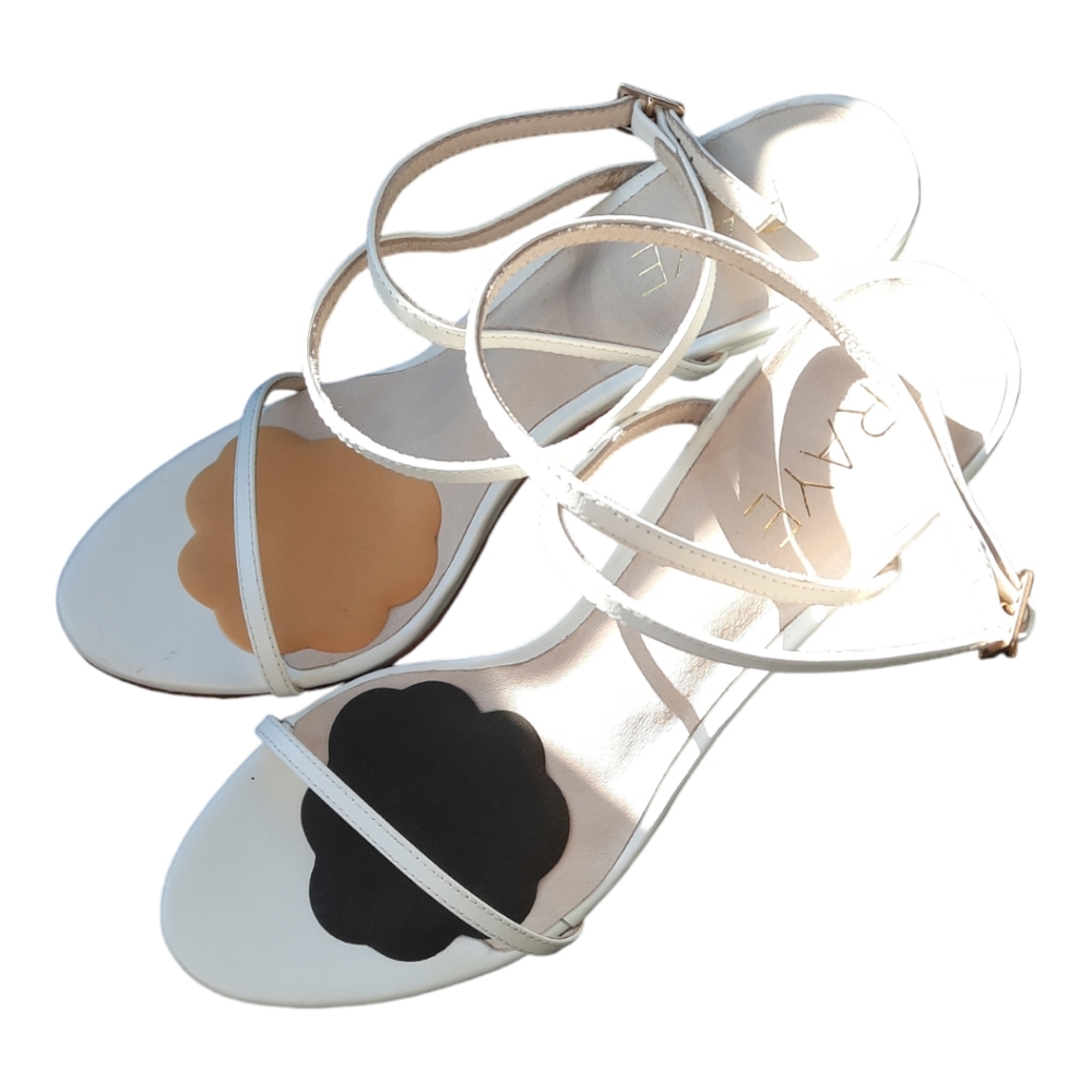 RAYE Leather Crystal Embellished Heels Disco Ball Strappy White Party Sandal 8.5 - Picture 12 of 14